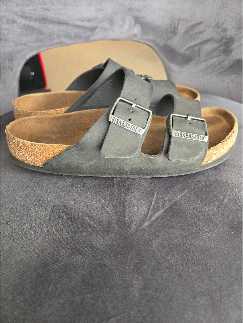 Birkenstock Arizona Soft Footbed Black Leather Sandals Buckle Slide Shoes